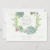 Invitation Watercolor Desert Cactus Mariage Succulent (Devant)