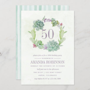 Invitation Watercolor Desert Cactus Succulents 50e anniversai