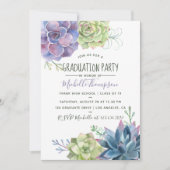 Invitation Watercolor Desert Cactus Succulents Graduation (Devant)