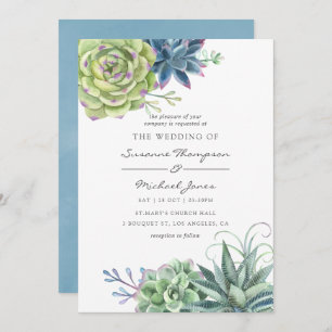 Invitation Watercolor Desert Cactus Succulents Mariage