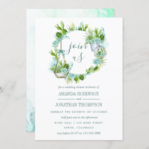 Invitation Watercolor Desert Cactus Succulents Wedding shower