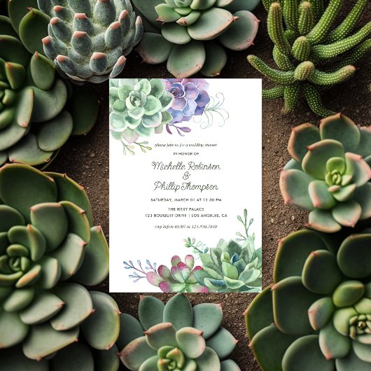 Invitation Watercolor Desert Cactus Succulents Wedding shower