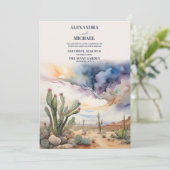 Invitation Watercolor Desert et Cactus Mariage (Debout devant)