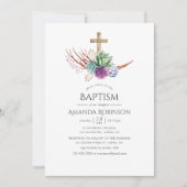 Invitation Watercolor Desert Succulent Baptême ou Christening (Devant)