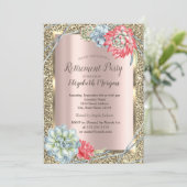 Invitation Watercolor Desert Succulents Rose Gold Retraite (Debout devant)