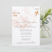 Invitation Watercolor Destination plane flight abroad wedding (Debout devant)