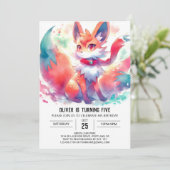 Invitation Watercolor Digital Fox Anniversaire (Debout devant)