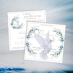 Invitation Watercolor Dove & Olive Branch Fête de la vie