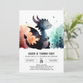 Invitation Watercolor Dragon Anniversaire modifiable (Debout devant)