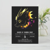 Invitation Watercolor Dragon Custom Anniversaire (Debout devant)