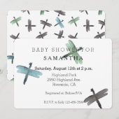 Invitation Watercolor Dragonflies baby (Devant / Derrière)