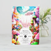 Invitation Watercolor Dreamy Candyland Anniversaire (Debout devant)