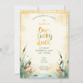 Invitation Watercolor Duck Teal, Yellow First Birthday Party (Devant)