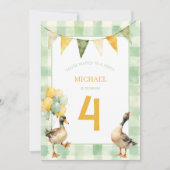 Invitation Watercolor Duck Teal, Yellow First Birthday Party (Devant)