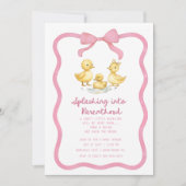 Invitation Watercolor Duckling Puddle Splash Gender Neutral (Devant)