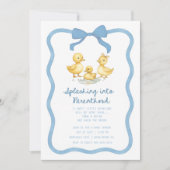 Invitation Watercolor Duckling Puddle Splash Gender Neutral (Devant)
