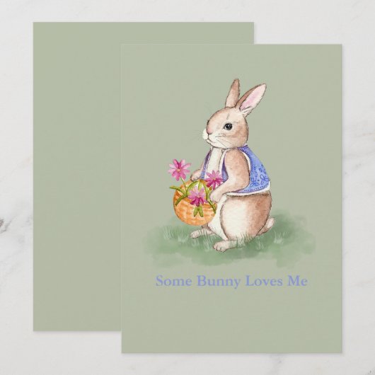Invitation Watercolor Easter Bunny (Devant / Derrière)