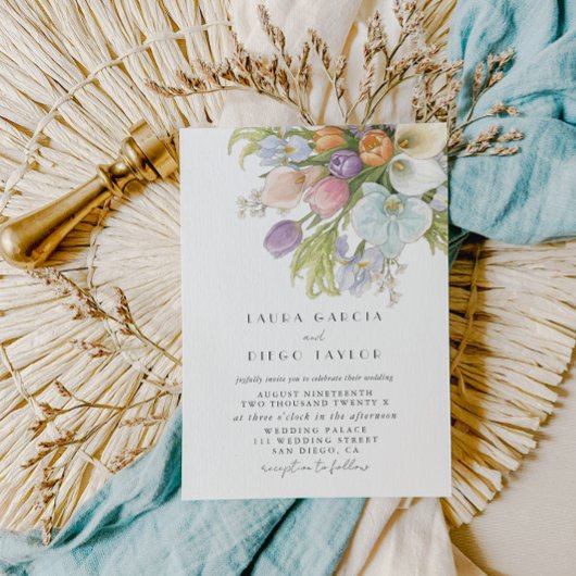Invitation Watercolor Elegant Floral Pastel Wedding