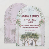 Invitation Watercolor Elegant Garden Wedding (Devant / Derrière)