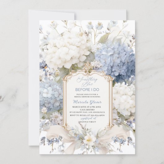 Invitation Watercolor Elegant  Something Blue Bridal Shower (Devant)