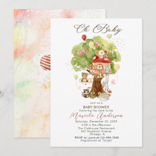 Invitation Watercolor Elegant Woodland Party Baby shower