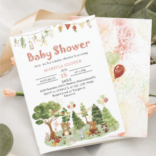 Invitation Watercolor Elegant Woodland Party Baby shower
