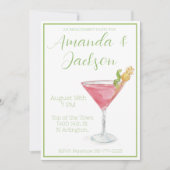 Invitation Watercolor Engagement Party Cocktail cosmopolite (Devant)