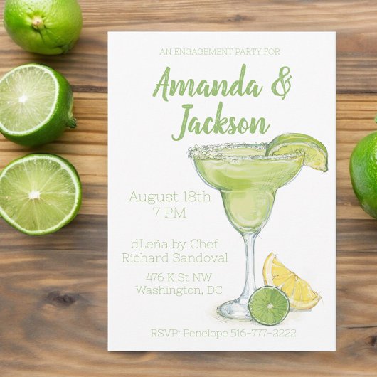 Invitation Watercolor Engagement Party Margarita Cocktail