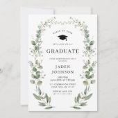 Invitation Watercolor Eucalyptus Floral Boho Graduation Party (Devant)