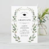 Invitation Watercolor Eucalyptus Floral Boho Graduation Party (Debout devant)