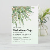 Invitation Watercolor Eucalyptus Funérailles Célébration de l (Debout devant)