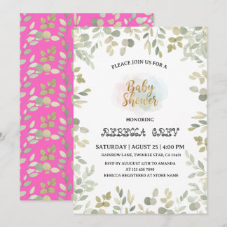 Invitation Watercolor Eucalyptus Gender Neutral Baby Shower
