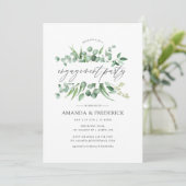 Invitation Watercolor Eucalyptus Green Engagement Party (Debout devant)