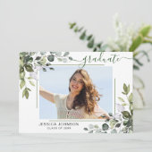 Invitation Watercolor Eucalyptus Green Graduation Party (Debout devant)