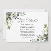 Invitation Watercolor Eucalyptus Green Graduation Party (Dos)