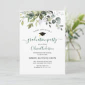 Invitation Watercolor Eucalyptus Green Graduation Party (Debout devant)