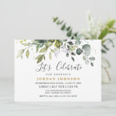 Invitation Watercolor Eucalyptus Green Graduation Party (Debout devant)