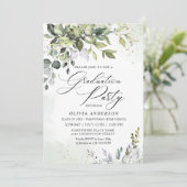 Invitation Watercolor Eucalyptus Green Graduation Party (Debout devant)