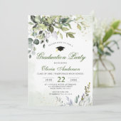 Invitation Watercolor Eucalyptus Green Graduation Party (Debout devant)