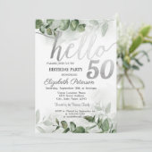 Invitation Watercolor Eucalyptus Greener 50e fête d'anniversa (Debout devant)