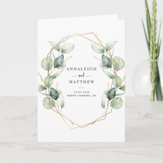 Invitation Watercolor Eucalyptus Greenery All in One Wedding (Devant)