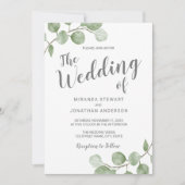 Invitation Watercolor Eucalyptus Greenery Wedding (Devant)