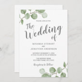 Invitation Watercolor Eucalyptus Greenery Wedding (Devant / Derrière)