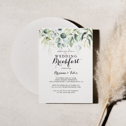 Invitation Watercolor Eucalyptus Greenery Wedding Breakfast