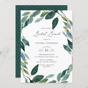 Invitation Watercolor Eucalyptus Wreath Bridal Brunch