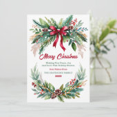 Invitation Watercolor Evergreen Christmas Greeting Card (Debout devant)