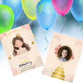 Invitation Watercolor Fairy Princess Custom Photo Birthday