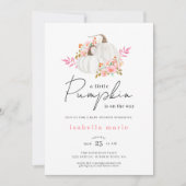 Invitation Watercolor Fall Floral Petit Baby shower Citrouill (Devant)