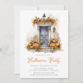 Invitation Watercolor Fall Front Porche Halloween Party (Devant)