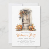 Invitation Watercolor Fall Front Porche Halloween Party (Devant)